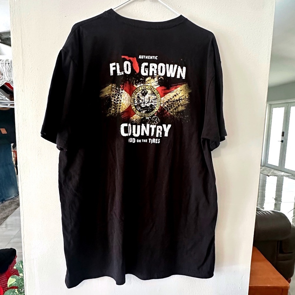 FloGrown‎ Country Florida Authentic T Shirt Mens 2XL Black Graphic Tee
